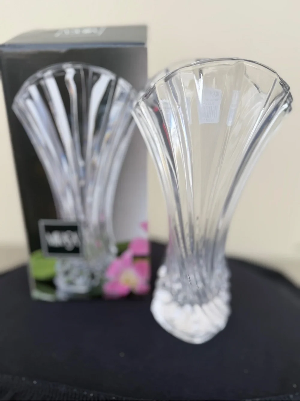 Mikasa Clear Crystal Sculpted Fan Vase